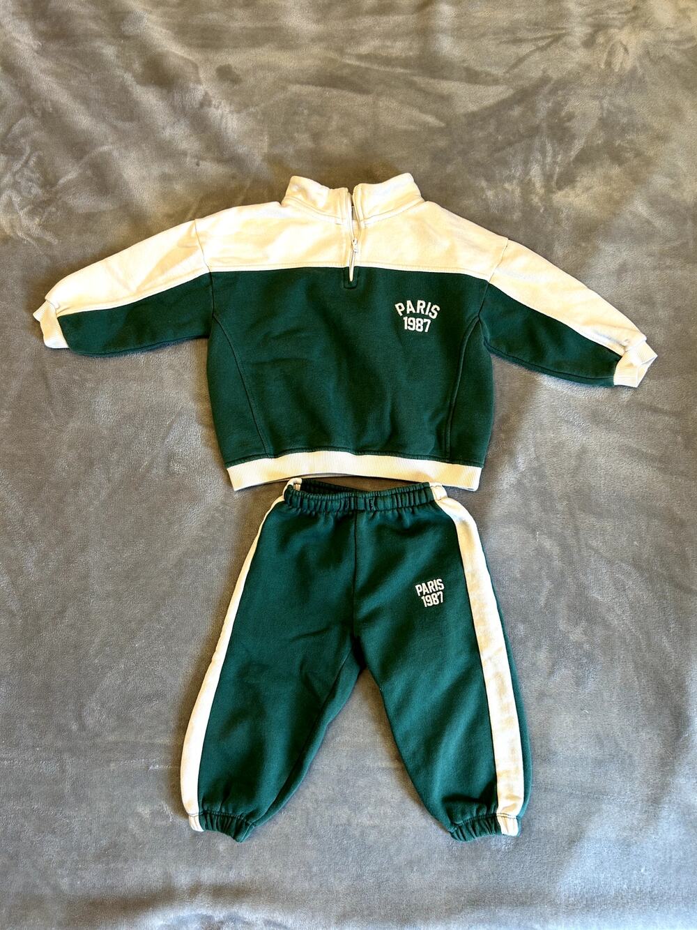 Zara 2 pc Matching Track Suit Set Baby Boy/Girl 3T, Neutral/Earthy Tones, Y2K